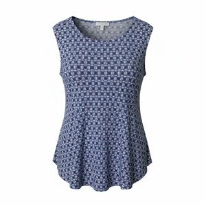 CHAUS New York Blue Patterned Sleeveless Top Large